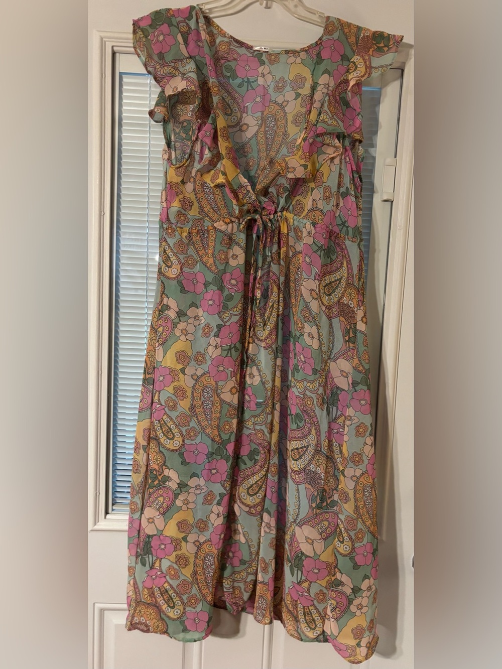 Paisley Floral Swim Coverup Dress in Pink and Green